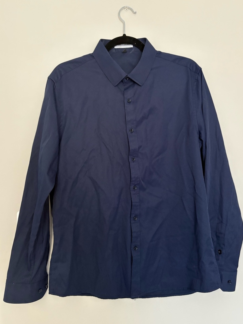 Amazon Men's Dark Blue Long-Sleeve Button-Up Dress Shirt - Picture 3 of 10
